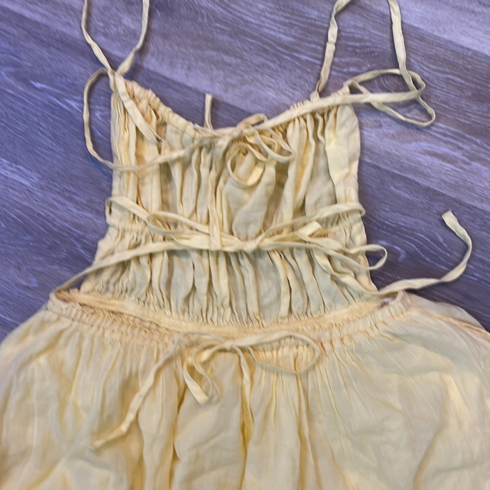 Free People Taking Sides Yellow Ruffled Mini Dress - Picture 10 of 16